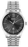 Hugo Boss Officer Black Dial Silver Steel Strap Watch for Men - 1513614