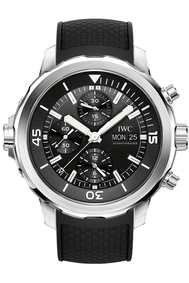 IWC Aquatimer Chronograph Black Dial Black Leather Strap Watch for Men - IW376803