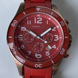 Marc Jacobs Rock Chronograph Red Dial Red Silicone Strap Watch for Women - MBM2577