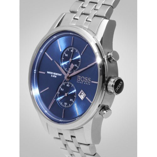 Hugo Boss Jet Blue Dial Silver Steel Strap Watch for Men - 1513384