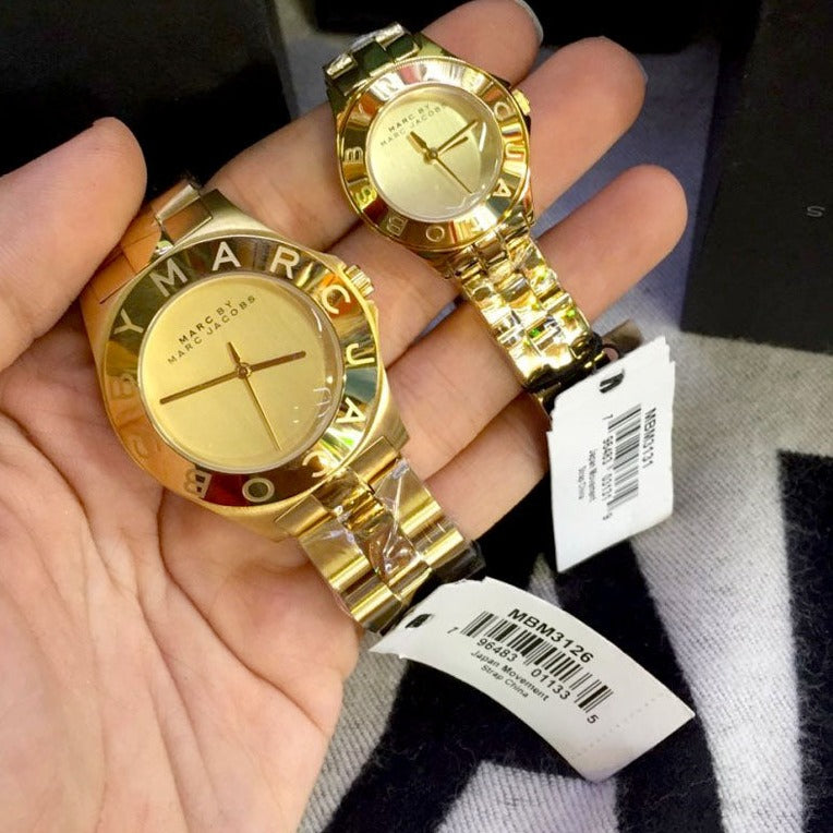 Marc Jacobs Blade Gold Dial Gold Steel Strap Watch for Women - MBM3126