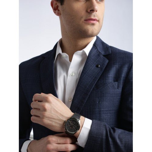 Hugo Boss Onyx Grey Dial Black Leather Strap Watch for Men - 1513366