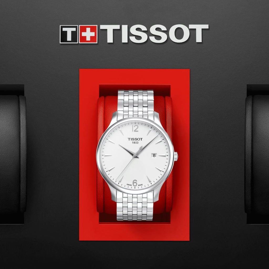 Tissot T Classic Tradition White Dial Silver Steel Strap Watch For Men - T063.610.11.037.00