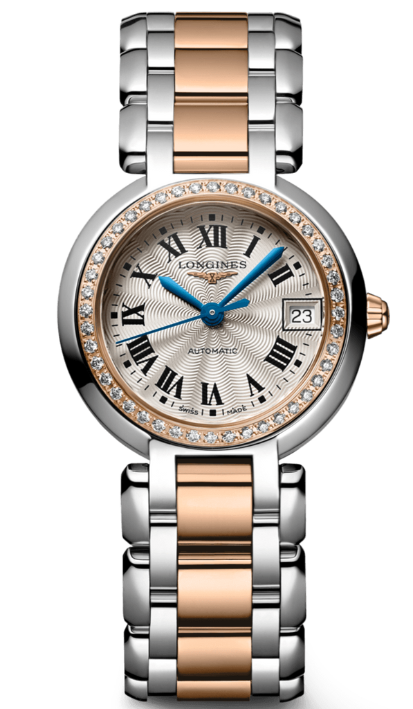 Longines PrimaLuna Automatic Diamond 26.5mm Silver Dial Two Tone Steel Strap Watch for Women - L8.111.5.79.6