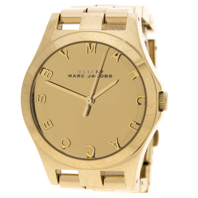 Marc Jacobs Henry Gold Dial Gold Steel Strap Watch for Women - MBM3211