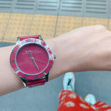 Marc Jacobs Blade Red Dial Red Leather Strap Watch for Women - MBM1157