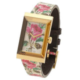 Gucci G-Frame Floral Mother of Pearl Dial White Leather Strap Watch For Women - YA147406