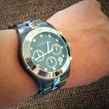 Marc Jacobs Blade Chronograph Black Dial Two Tone Steel Strap Watch for Women - MBM3179