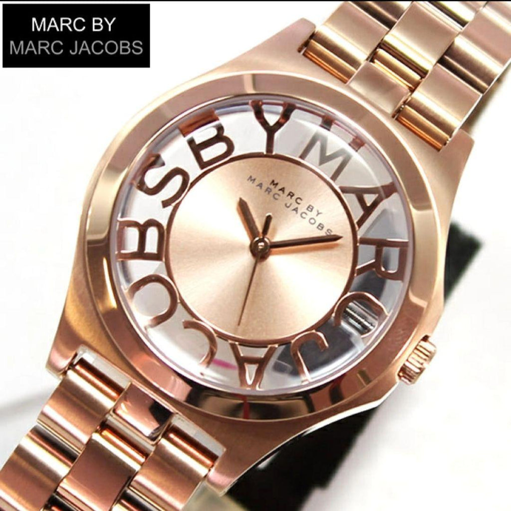 Marc Jacobs Henry Rose Gold Dial Rose Gold Steel Strap Watch for Women - MBM3293