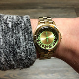 Marc Jacobs Henry Gold Dial Gold Steel Strap Watch for Women - MBM3295