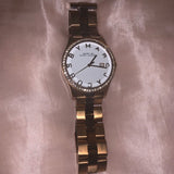 Marc Jacobs Henry Diamonds White Dial Rose Gold Steel Strap Watch for Women - MBM3079