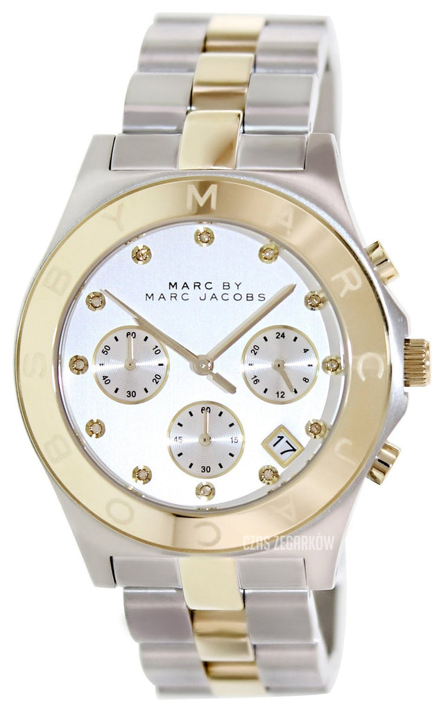 Marc Jacobs Blade Chronograph Silver Dial Two Tone Steel Strap Watch for Women - MBM3177
