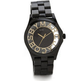 Marc Jacobs Henry Transparent Black Dial Black Steel Strap Watch for Women - MBM3255