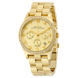 Marc Jacobs Henry Chronograph Gold Dial Gold Steel Strap Watch for Women - MBM3105