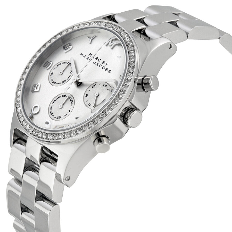 Marc Jacobs Henry Chronograph Silver Dial Silver Steel Strap Watch for Women - MBM3104