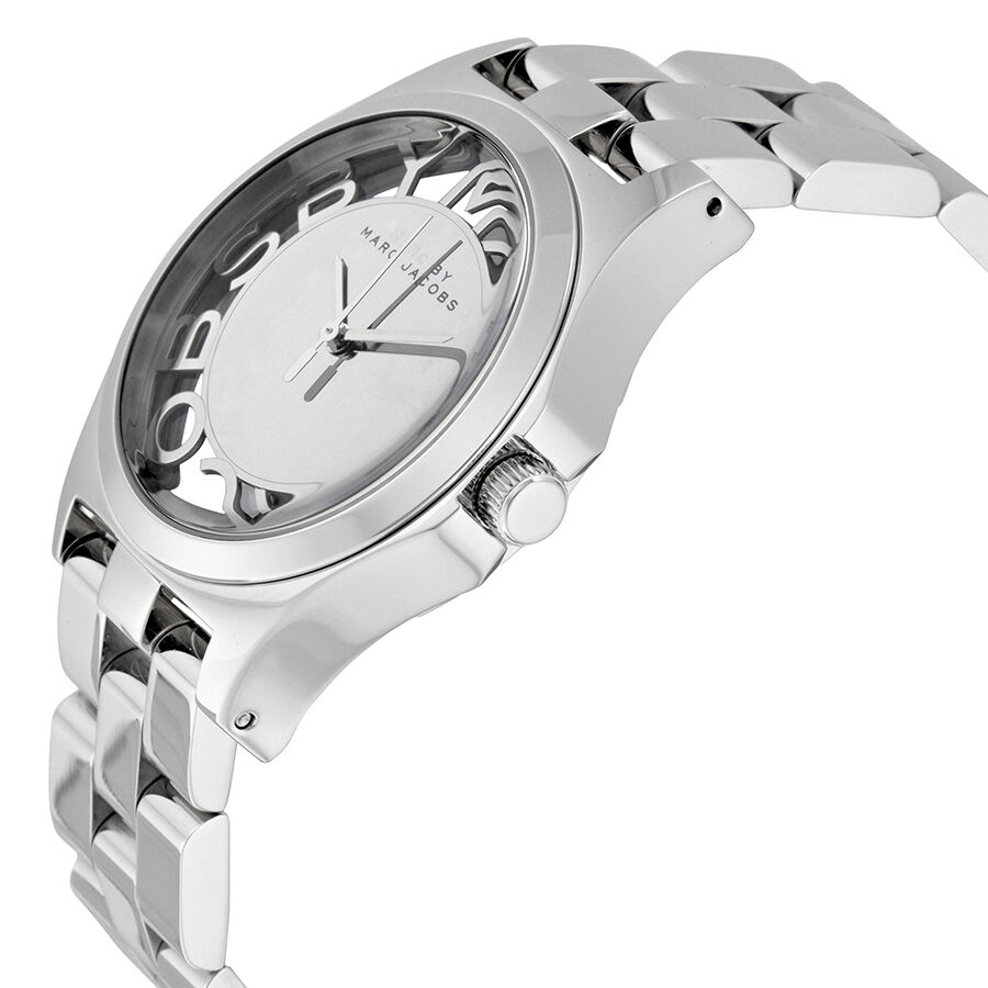 Marc Jacobs Henry Transparent Silver Dial Silver Steel Strap Watch for Women - MBM3205