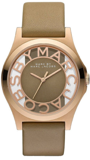 Marc Jacobs Henry Dinky Skeleton Beige Dial Beige Leather Strap Watch for Women - MBM1245