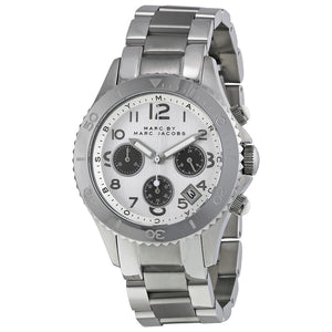 Marc Jacobs Marc Chronograph Silver Dial Silver Steel Strap Watch for Men - MBM3155
