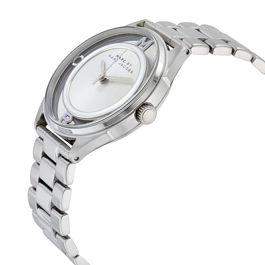 Marc Jacobs Tether Transparent Silver Dial Silver Steel Strap Watch for Women - MBM3416