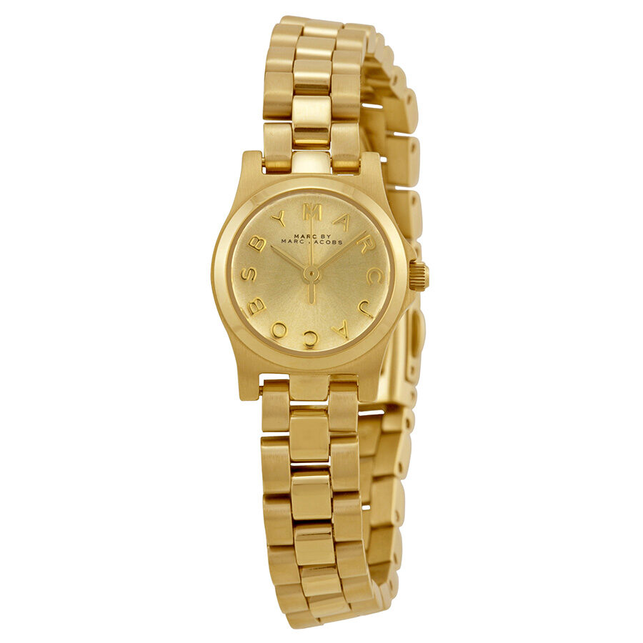 Marc Jacobs Henry Dinky Gold Dial Gold Steel Strap Watch for Women - MBM3199