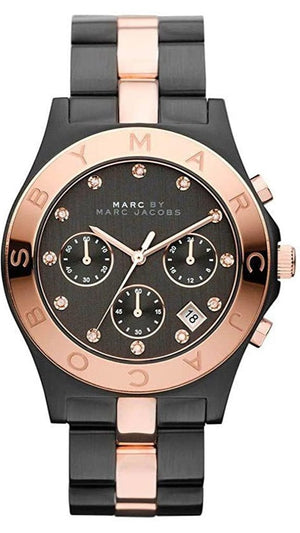 Marc Jacobs Blade Chronograph Grey Dial Two Tone Steel Strap Watch for Women - MBM3180