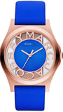 Marc Jacobs Henry Skeleton Blue Dial Blue Leather Strap Watch for Women - MBM1244