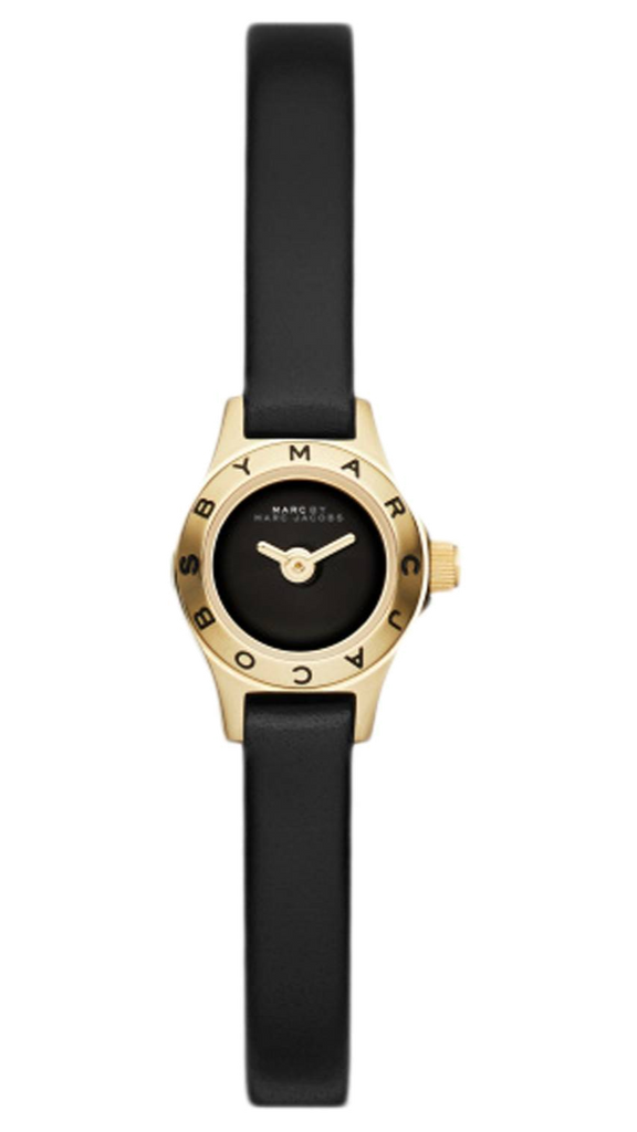 Marc Jacobs Blade Black Dial Black Leather Strap Watch for Women - MBM1345