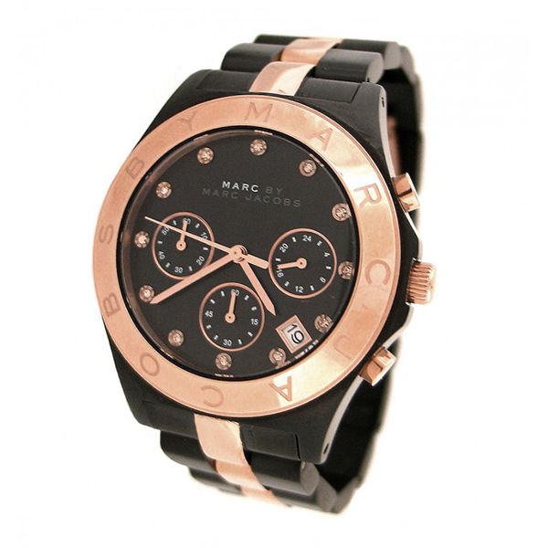 Marc Jacobs Blade Chronograph Grey Dial Two Tone Steel Strap Watch for Women - MBM3180