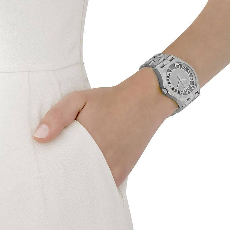 Marc Jacobs Henry Transparent Silver Dial Silver Steel Strap Watch for Women - MBM3205