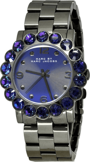Marc Jacobs Amy Purple Dial Black Steel Strap Watch for Women - MBM3224
