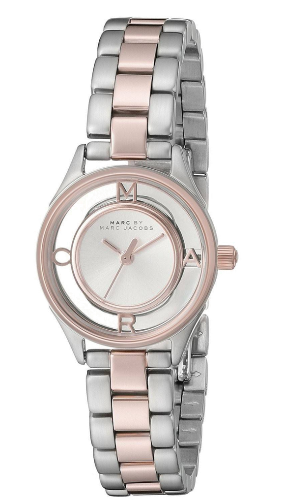 Marc Jacobs Tether Transparent White Dial Two Tone Steel Strap Watch for Women - MBM3418