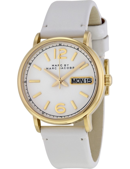 Marc Jacobs Fergus White Dial White Leather Strap Watch for Women - MBM8653