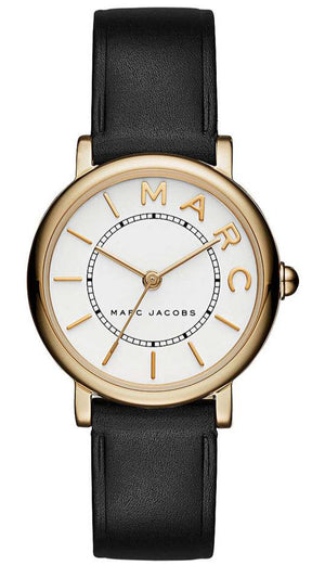 Marc Jacobs Roxy White Dial Black Leather Strap Watch for Women - MJ1537