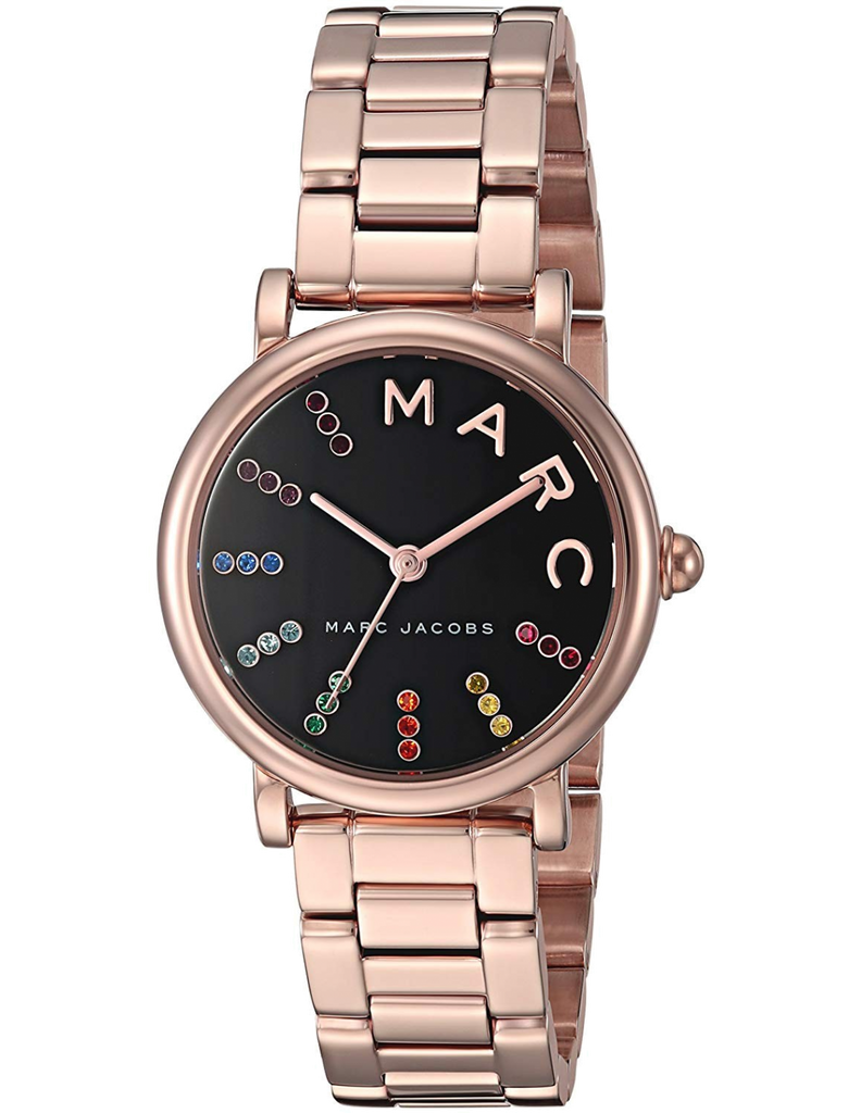 Marc Jacobs Roxy Black Dial Rose Gold Steel Strap Watch for Women - MJ3569