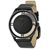 Marc Jacobs Tether Transparent Black Dial Black Leather Strap Watch for Women - MBM1379