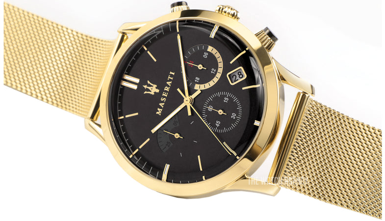 Maserati Ricordo Chronograph Black Dial Stainless Steel Mesh Bracelet Watch For Men - R8873633003