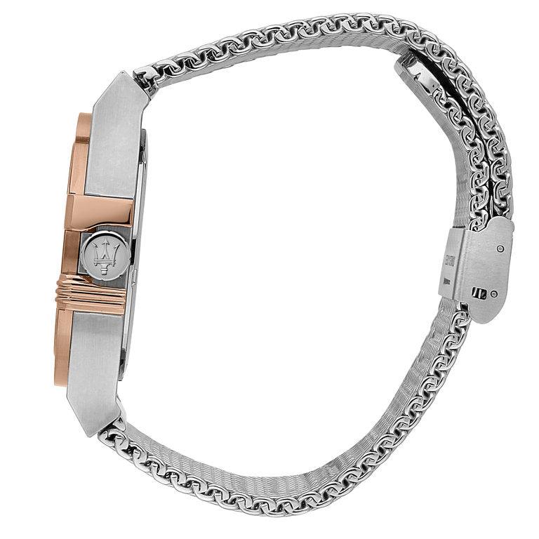 Maserati Potenza Quartz Grey Dial Silver Mesh Bracelet Watch For Men - R8853108007