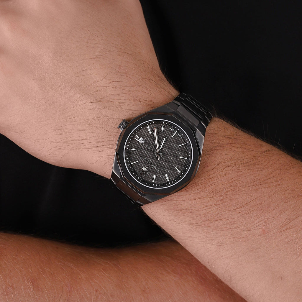 Maserati Stile Quartz Black Dial Black Steel Strap Watch For Men - R8853142001