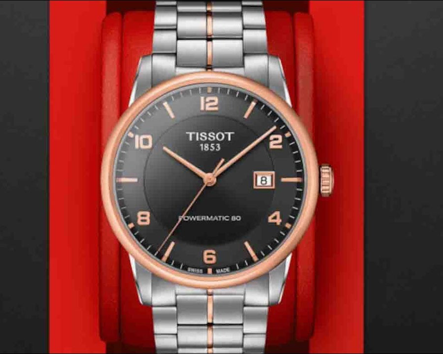 Tissot T Classic Luxury Powermatic 80 Black Dial Silver Steel Strap Watch For Men - T086.407.22.067.00