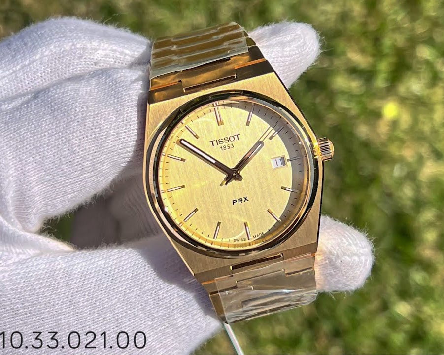 Tissot PRX Champagne Yellow Gold Dial Gold Steel Strap Watch for Men - T137.410.33.021.00