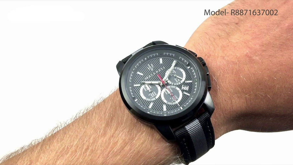 Maserati Royale 44mm Black Dial Stainless Steel Fiber Strap Watch For Men - R8871637002