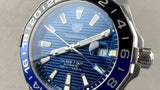Tag Heuer Aquaracer GMT Calibre 6 Automatic Blue Dial Silver Steel Strap Watch for Men - WAY201T.BA0927