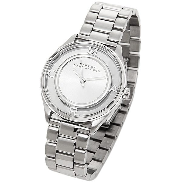Marc Jacobs Tether Transparent Silver Dial Silver Steel Strap Watch for Women - MBM3412