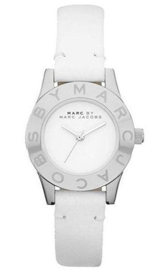 Marc Jacobs Blade White Dial White Leather Strap Watch for Women - MBM1097