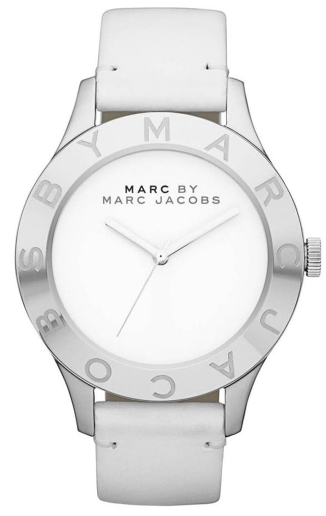 Marc Jacobs Blade White Dial White Leather Strap Watch for Women - MBM1200