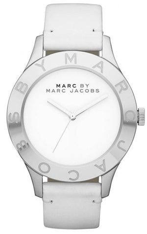 Marc Jacobs Blade White Dial White Leather Strap Watch for Women - MBM1200