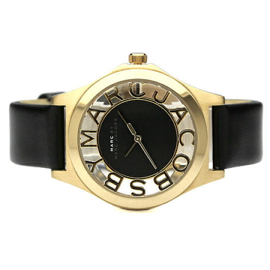 Marc Jacobs Henry Skeleton Black Dial Black Leather Strap Watch for Women - MBM1340