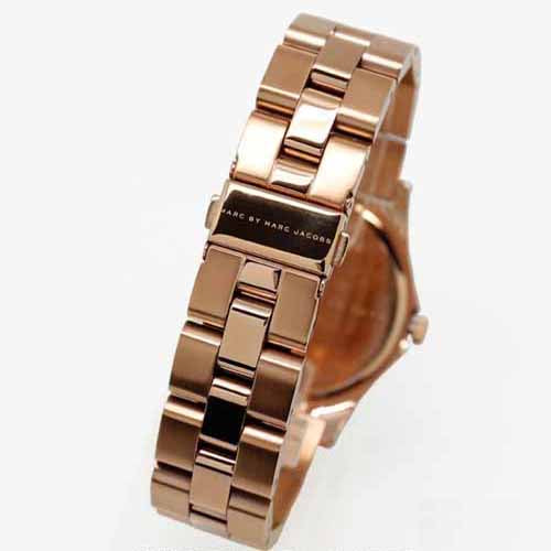 Marc Jacobs Henry Diamonds White Dial Rose Gold Steel Strap Watch for Women - MBM3079