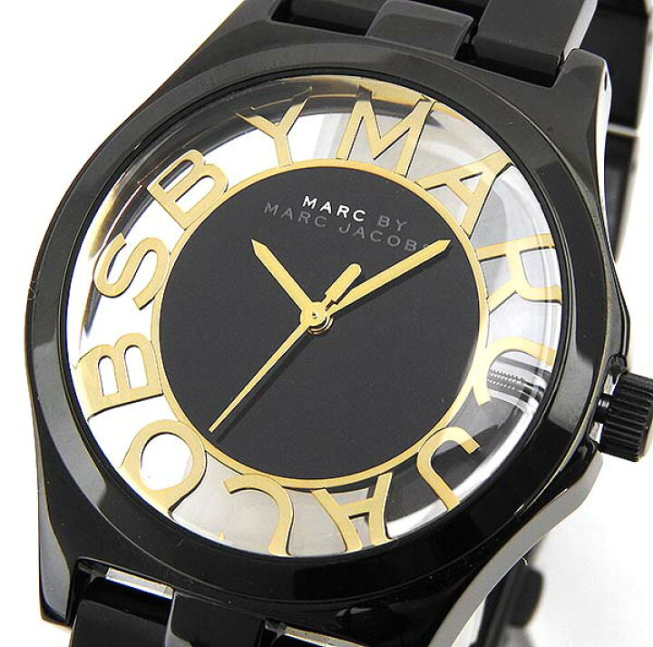 Marc Jacobs Henry Transparent Black Dial Black Steel Strap Watch for Women - MBM3255