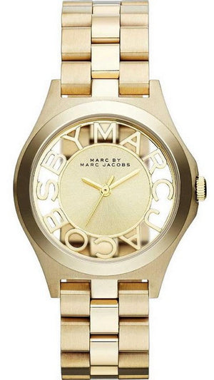 Marc Jacobs Henry Gold Dial Gold Steel Strap Watch for Women - MBM3292